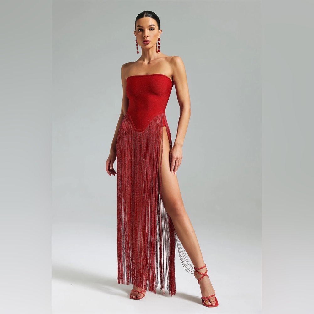 Bella Barnett Valentina Red Strapless Dress Small